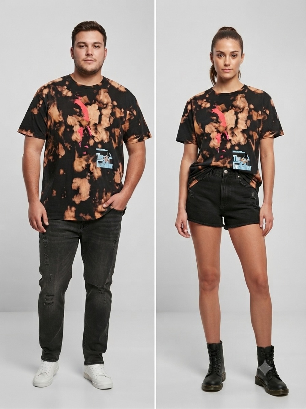 Bleach Dyed THE GODFATHER Marlon Brando Graphic T-Shirt XL 27” p2p Black